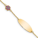 Image of 14K Yellow Gold Childrens Enamel Flower w/.5in ext. ID Bracelet BID105-5.5