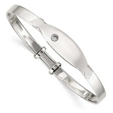 Image of Sterling Silver CZ ID Adjustable Baby Bangle Bracelet