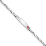 Image of Sterling Silver Rhodium-plated Childrens Medical ID Bracelet w/Figaro ID Bracelet