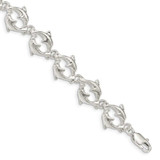 Image of Sterling Silver Dolphins Bracelet QG852-7