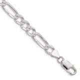 Image of Sterling Silver 7mm Pave Flat Figaro Chain QFF180-8