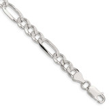 Image of Sterling Silver 7.25mm Pave Flat Figaro Chain QFF200-8