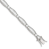 Image of Sterling Silver Baguette and Round CZ Bracelet QX400CZ