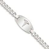 Image of Sterling Silver Medical Jewelry Curb Link Bracelet XSM156-8.25