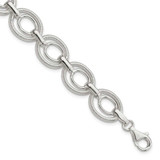 Image of Sterling Silver Polished And Textured Link Bracelet QG3877-8