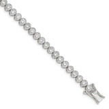 Image of Sterling Silver Rhodium-plated CZ 7 inch Tennis Bracelet QX558CZ