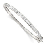 Image of Sterling Silver Rhodium-plated CZ Hinged Bangle Bracelet QB261