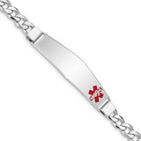 Image of Sterling Silver Rhodium-plated Medical ID Curb Link Bracelet XSM24-7
