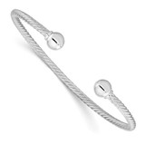 Image of Sterling Silver Polished Twisted w/1 Thread Ball Cuff Bracelet QB1381