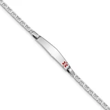 Image of Sterling Silver Rhodium-plated Medical ID Anchor Link Bracelet XSM18-7