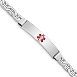 Image of Sterling Silver Rhodium-plated Medical ID Anchor Link Bracelet XSM35-7