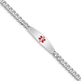 Image of Sterling Silver Rhodium-plated Medical ID Bracelet w/Curb Link XSM5-8
