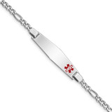 Image of Sterling Silver Rhodium-plated Medical ID Figaro Link Bracelet XSM22-8