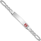 Image of Sterling Silver Rhodium-plated Medical ID Figaro Link Bracelet XSM31-7