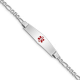 Image of Sterling Silver Rhodium-plated Medical ID Figaro Link Bracelet XSM46-8