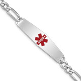 Image of Sterling Silver Rhodium-plated Medical ID Figaro Link Bracelet XSM7-7