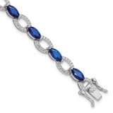 Image of Sterling Silver Rhodium-plated White and Blue CZ Link Bracelet QG6474-7