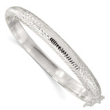 Image of Sterling Silver Polished and Diamond-cut 7.25mm Hinged Bangle Bracelet QB1426