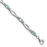 Image of Sterling Silver Rhodium-plated Light Swiss Blue Topaz and Diamond Bracelet QX994BT