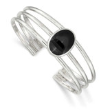 Image of Sterling Silver Onyx Three Strand Cuff Bracelet