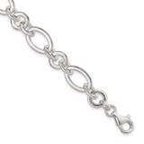 Image of Sterling Silver Fancy Oval and Round Link Bracelet