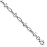 Image of Sterling Silver Rhodium-plated Cross 7.5in Bracelet