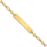 Image of Sterling Silver Gold-tone 7.5 inch Cross ID Bracelet