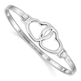 Image of Sterling Silver Rhodium-plated Heart Bangle Bracelet