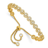 Image of Sterling Silver Gold-tone CZ Halo Adjustable Bracelet