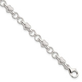 Image of Sterling Silver Satin & Polished Heart Chain Bracelet