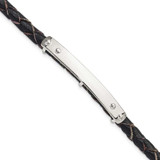 Image of Sterling Silver Genuine Leather ID 8in Toggle Bracelet
