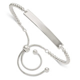 Image of Sterling Silver Polished Beaded Adjustable ID Bracelet