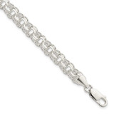 Image of Sterling Silver Polished 7mm Triple Link Charm Bracelet