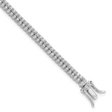 Image of Sterling Silver Rhodium-plated 2-Row CZ Tennis Bracelet