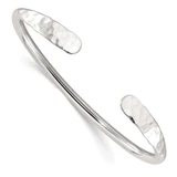 Image of Sterling Silver Polished with Hammered Ends Cuff Bracelet