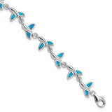 Image of Sterling Silver Rhodium-plated Whale Tail 7.75in Bracelet