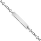 Image of Sterling Silver Rhodium-plated 7.5 inch Cross ID Bracelet