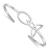 Image of Sterling Silver Rhodium-plated Trinity Knot Cuff Bracelet