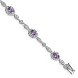 Image of Sterling Silver Rhodium-plated Purple and Clear CZ Bracelet