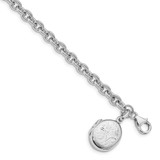 Image of Sterling Silver Rhodium-plated Textured Oval Locket Bracelet
