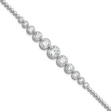 Image of Sterling Silver Rhodium-plated Polished Graduated CZ Bracelet