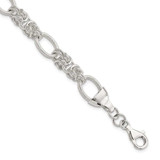 Image of Sterling Silver Polished and Texture Fancy Link 7.5in Bracelet