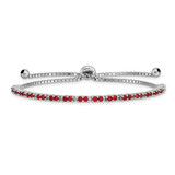 Image of Sterling Silver Rhodium-plated July Red CZ Adjustable Bracelet