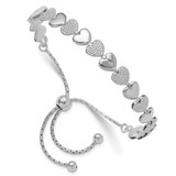 Image of Sterling Silver Rhodium-plated Adjustable Bolo Hearts Bracelet