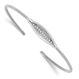 Image of Sterling Silver Polished Rhodium-plated Textured CZ Cuff Bracelet