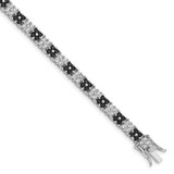 Image of Sterling Silver Rhodium-plated 7in Black/White CZ Tennis Bracelet