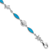 Image of Sterling Silver Rhodium-plated Lab Created Opal Sea Life Bracelet