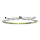 Image of Sterling Silver Rhodium-plated August Lime CZ Adjustable Bracelet