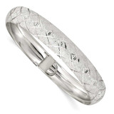 Image of Sterling Silver 10mm Polished Diamond-cut Textured Bangle Bracelet