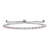Image of Sterling Silver Rhodium-plated October Pink CZ Adjustable Bracelet